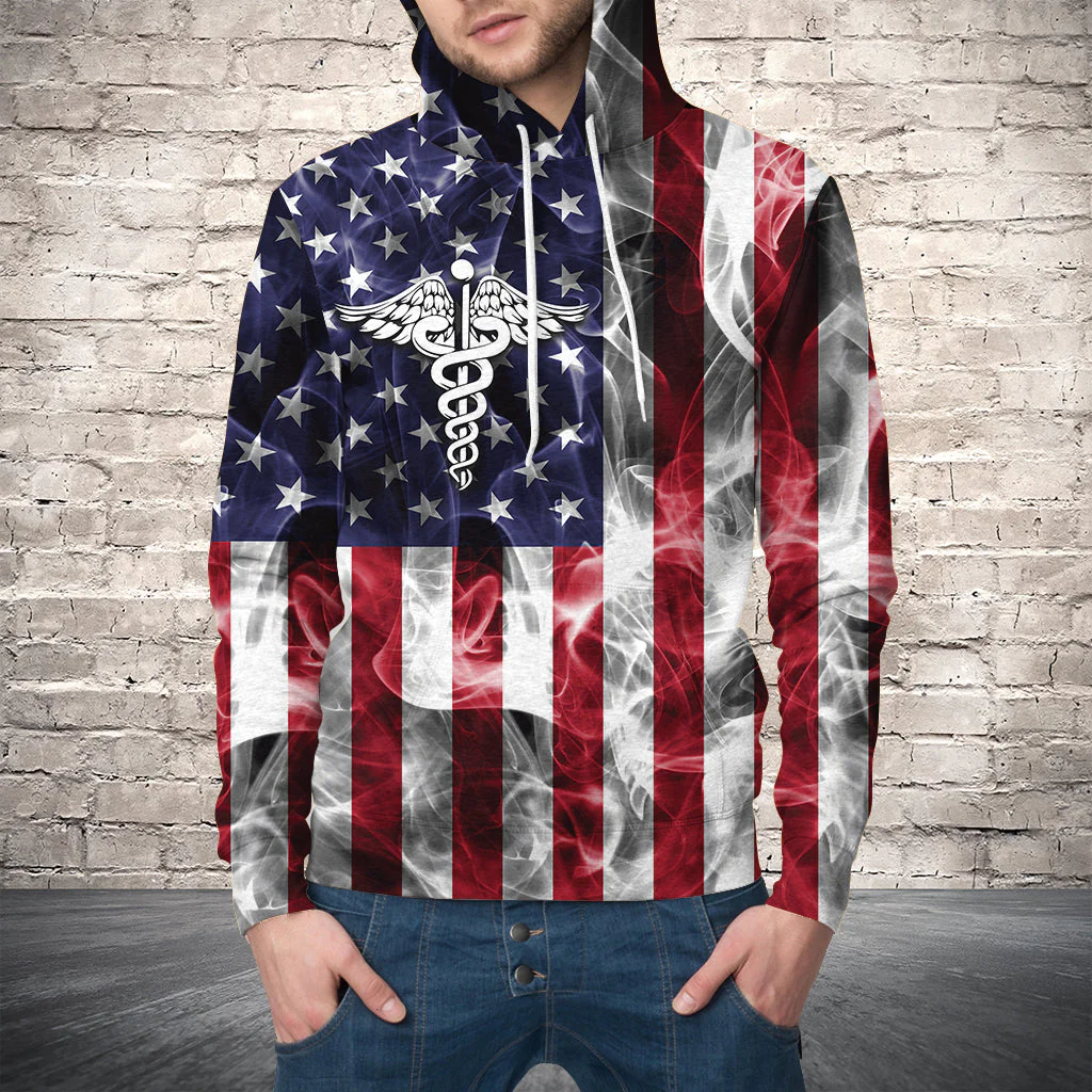 Proud American Nurse Pullover Premium Hoodie, Perfect Outfit For Men And Women On Christmas New Year Autumn Winter G51113 - All Over Print Unisex Hoodie - Image 2