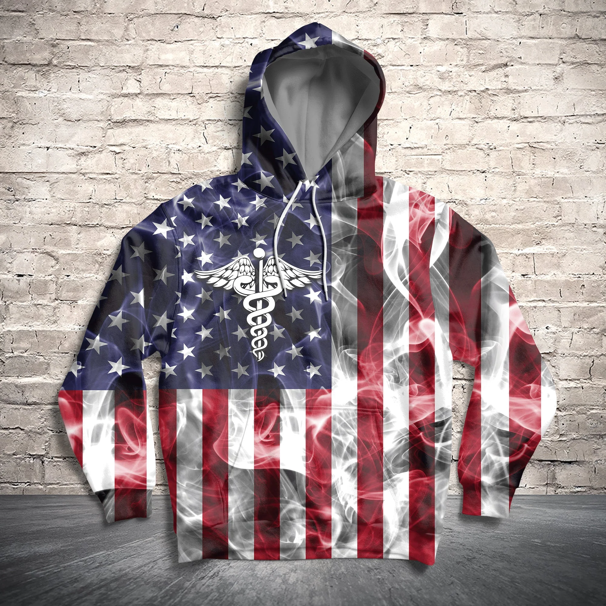 Proud American Nurse Pullover Premium Hoodie, Perfect Outfit For Men And Women On Christmas New Year Autumn Winter G51113 - All Over Print Unisex Hoodie - Image 3