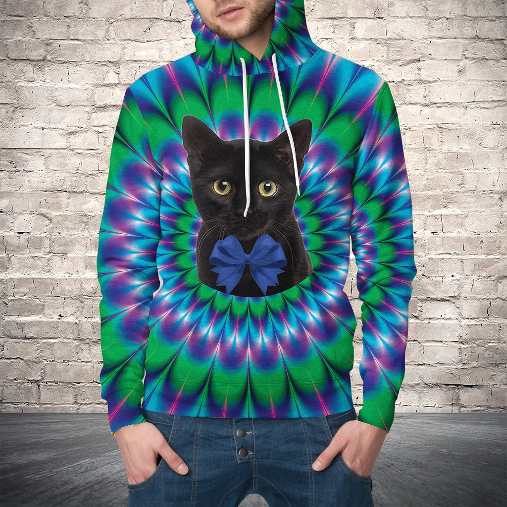 Psychedelic Black Cat Pullover Premium Hoodie, Perfect Outfit For Men And Women On Christmas New Year Autumn Winter - Image 2