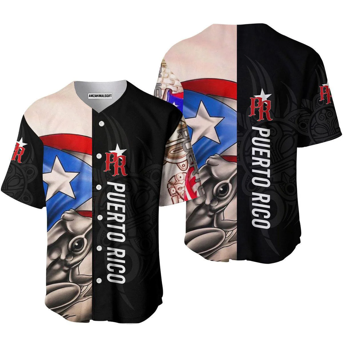 Puerto Rico Baseball Jerseys, Puerto Rico Caribbean Frog Baseball Jerseys For Men And Women - Perfect Gift For Friend, Family - Image 2