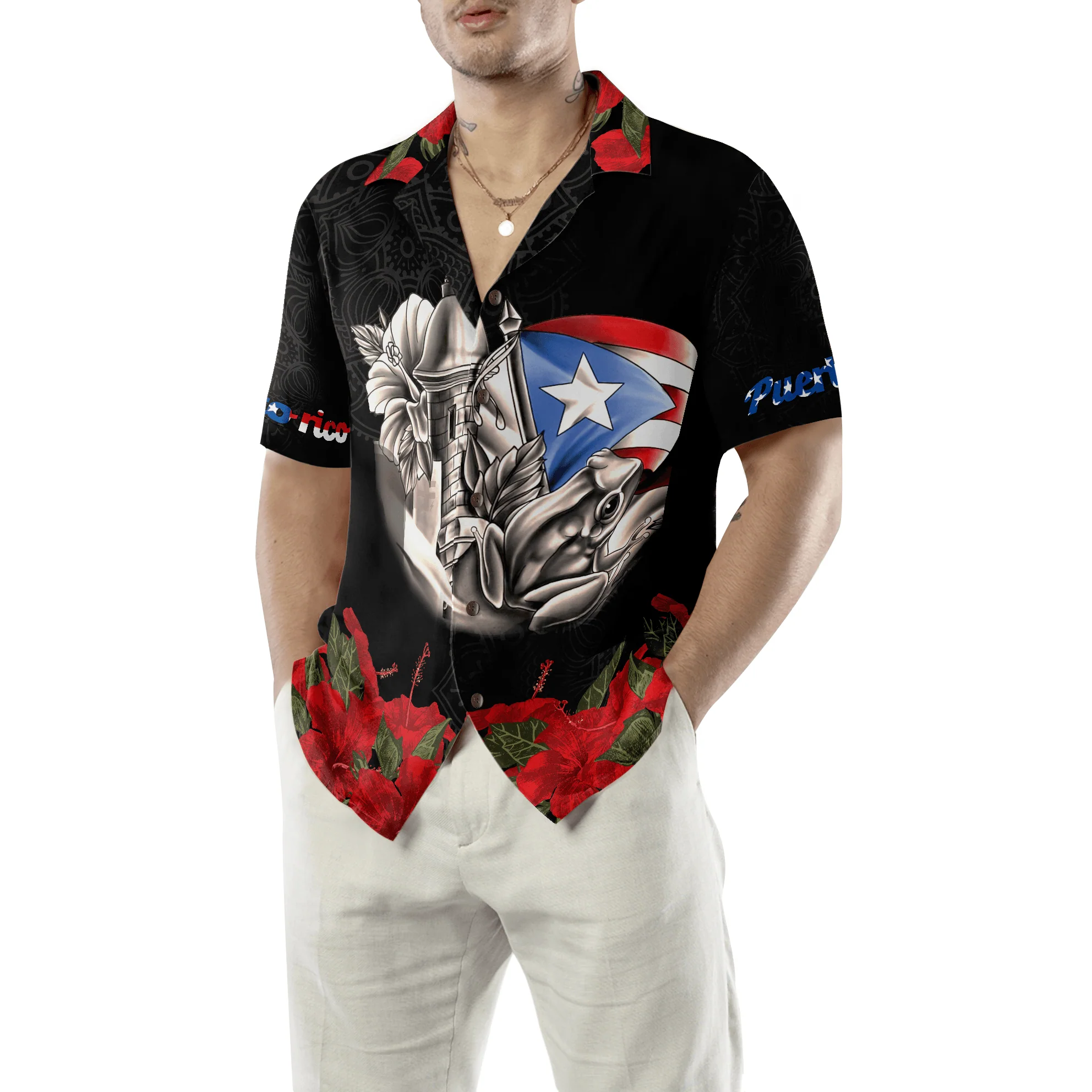 Puerto Rico Manga Flower Hawaiian Shirt, Colorful Summer Aloha Shirts For Men Women, Perfect Gift For Husband, Wife, Boyfriend, Girlfriend - Image 5