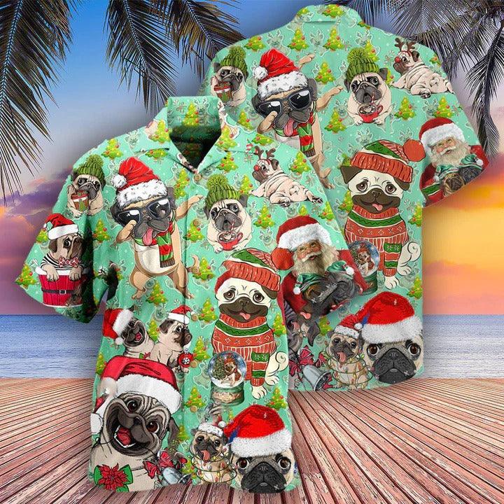 Pug Aloha Hawaii Shirt - Pug Dog Merry Pit-Mas Hawaiian Shirt For Summer - Perfect Gift For Dog Lovers, Friend, Family