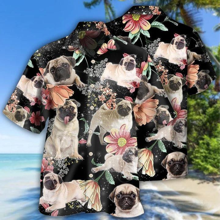 Pug Aloha Hawaii Shirt - Pug Tropical Floral Style Hawaiian Shirt For Summer - Perfect Gift For Dog Lovers, Friend, Family