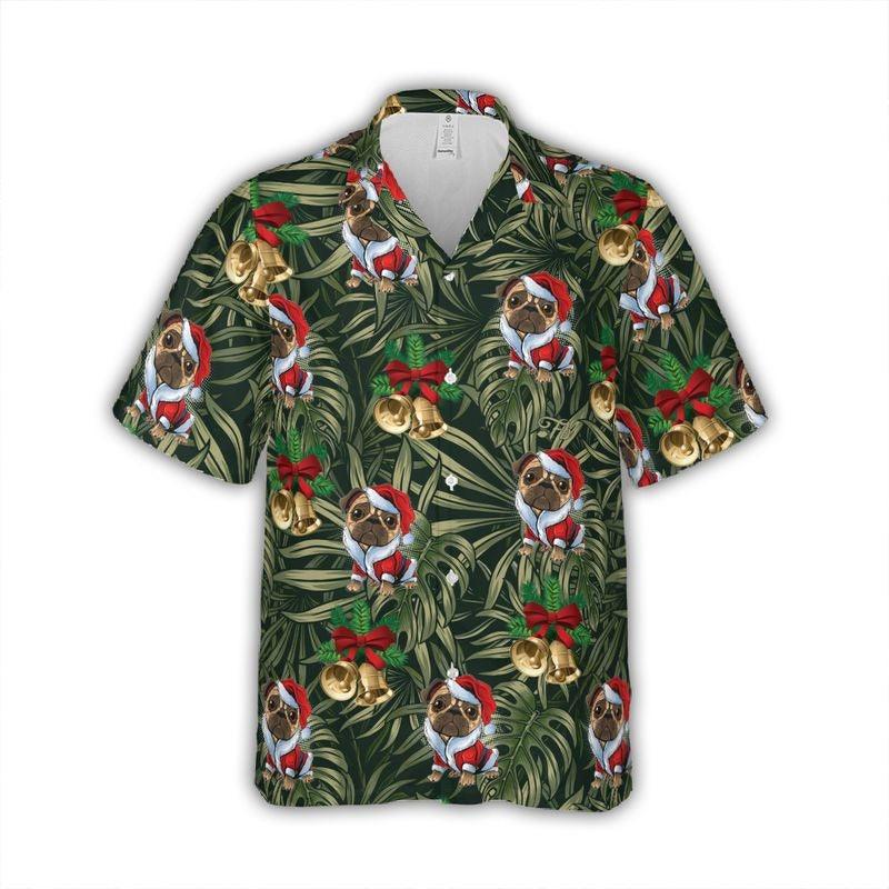 Pug Aloha Hawaiian Shirt - Cute Pug Santa Hawaiian Shirt, Pug Tropical Beach Hawaiian Shirt For Men & Women, Pug Lover