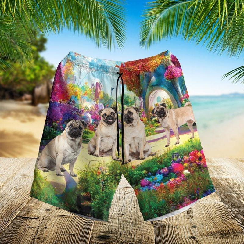 Pug Aloha Hawaiian Shirt - Puppies Pug Dog Owner Summer Hawaiian Shirt, Pug In Flower Garden Hawaiian Shirt For Men & Women, Pug Lover - Image 2