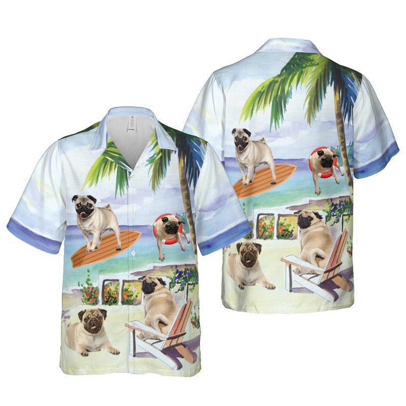 Pug Aloha Hawaiian Shirts For Summer - Dog Art Hawaiian Set Vacation Outfits For Men Women - Gift For Dog Lovers, Dog Mom Dad, Dog Owner - Image 5