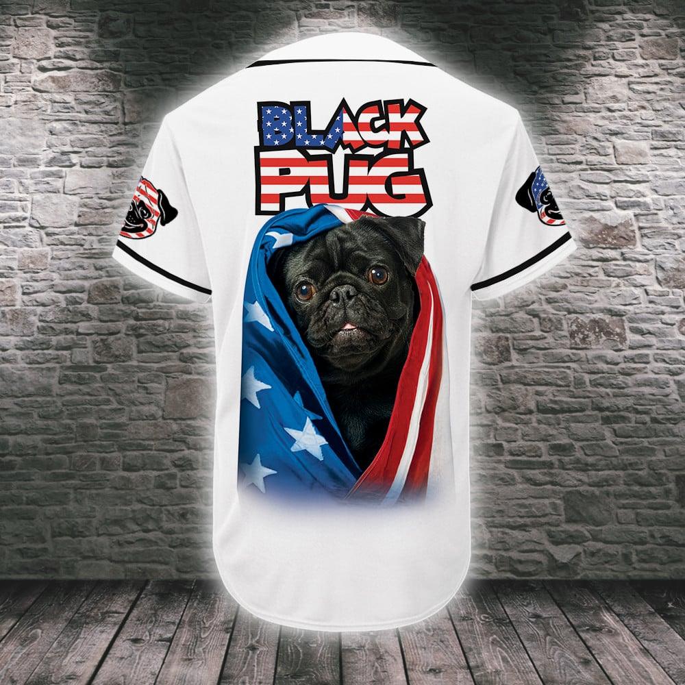 Pug Custom Name Baseball Jersey, Personalized Black Pug American Flag Baseball Tee Jersey Shirt Men Women, Gift For Dog Lovers, Dad Mom Dog - Image 5