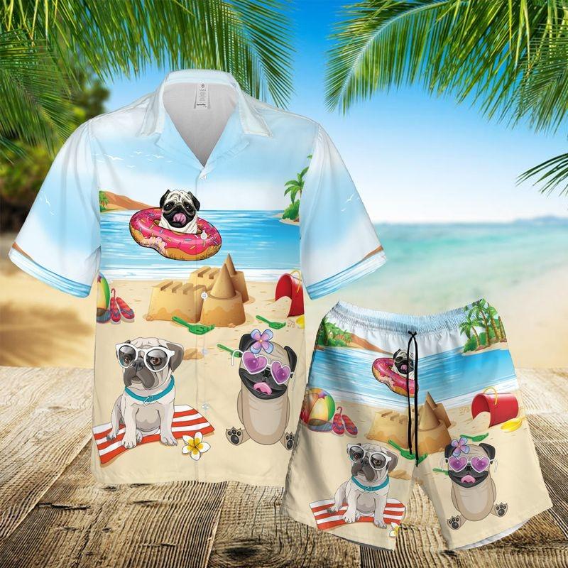 Pug Dog Aloha Hawaiian Shirt - Pug Dog Swimming Hawaiian Shirt, Funny Dog in Beach Hawaiian Shirt For Men & Women, Dog Lover