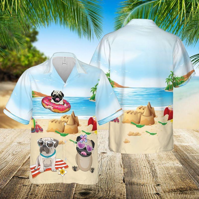 Pug Dog Aloha Hawaiian Shirt - Pug Dog Swimming Hawaiian Shirt, Funny Dog in Beach Hawaiian Shirt For Men & Women, Dog Lover - Image 3