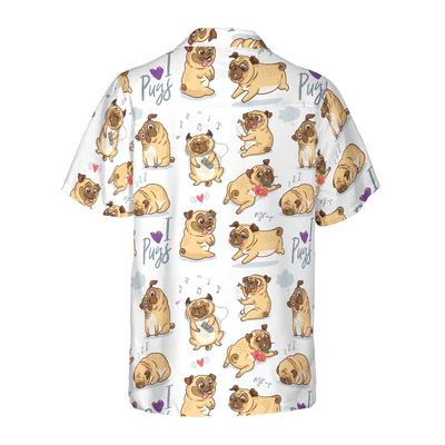 Pug Hawaiian Shirt, Cute Funny Pug Aloha Shirt For Men - Perfect Gift For Pug Lovers, Husband, Boyfriend, Friend, Family - Image 3