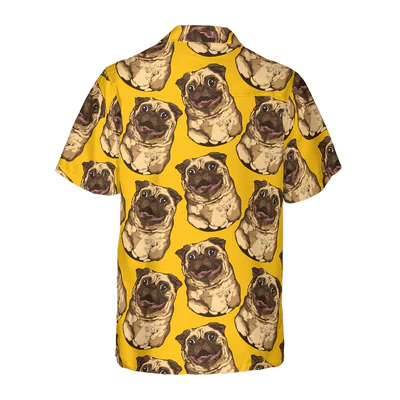 Pug Hawaiian Shirt, Cute Pug Seamless Pattern Aloha Shirt For Men - Perfect Gift For Pug Lovers, Husband, Boyfriend, Friend, Family - Image 3