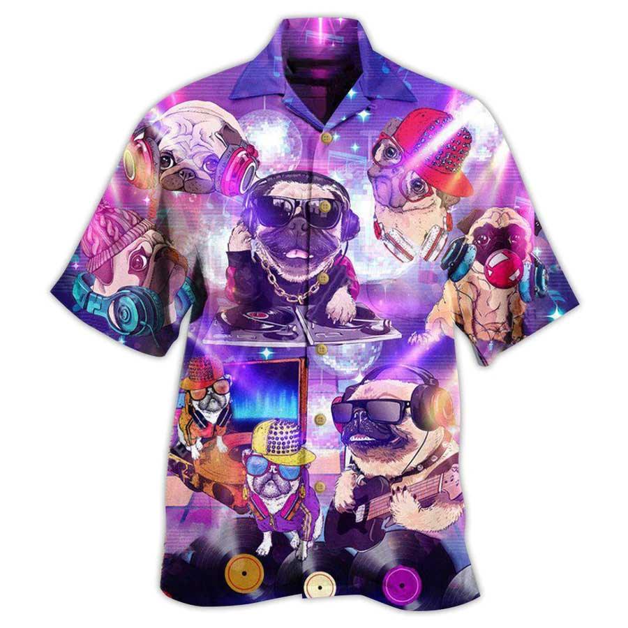 Pug Hawaiian Shirt, Dog Feeling Music Aloha Hawaiian Shirt For Summer, Funny Dog Hawaiian Shirts Matching Outfit For Men Women, Dog Lover, Dog Mom Dad - Image 2
