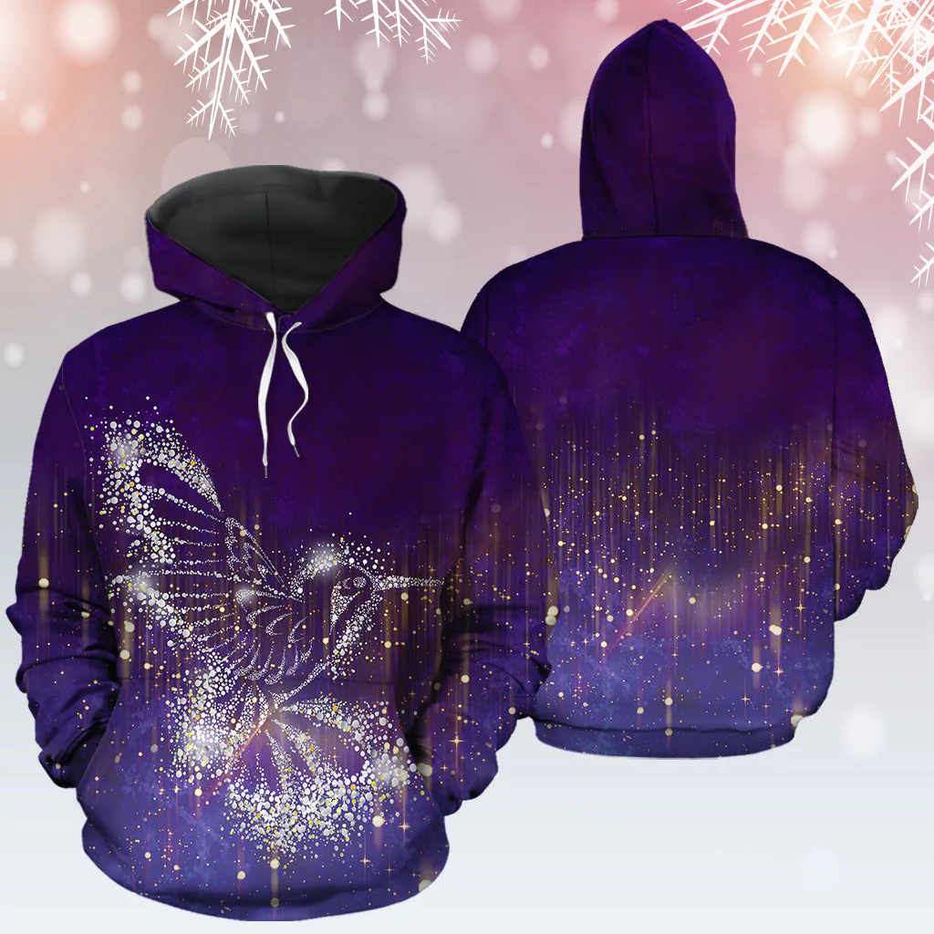 Purple Hummingbird Snowflake Pullover Premium Hoodie, Perfect Outfit For Men And Women On Christmas New Year Autumn Winter - Image 2