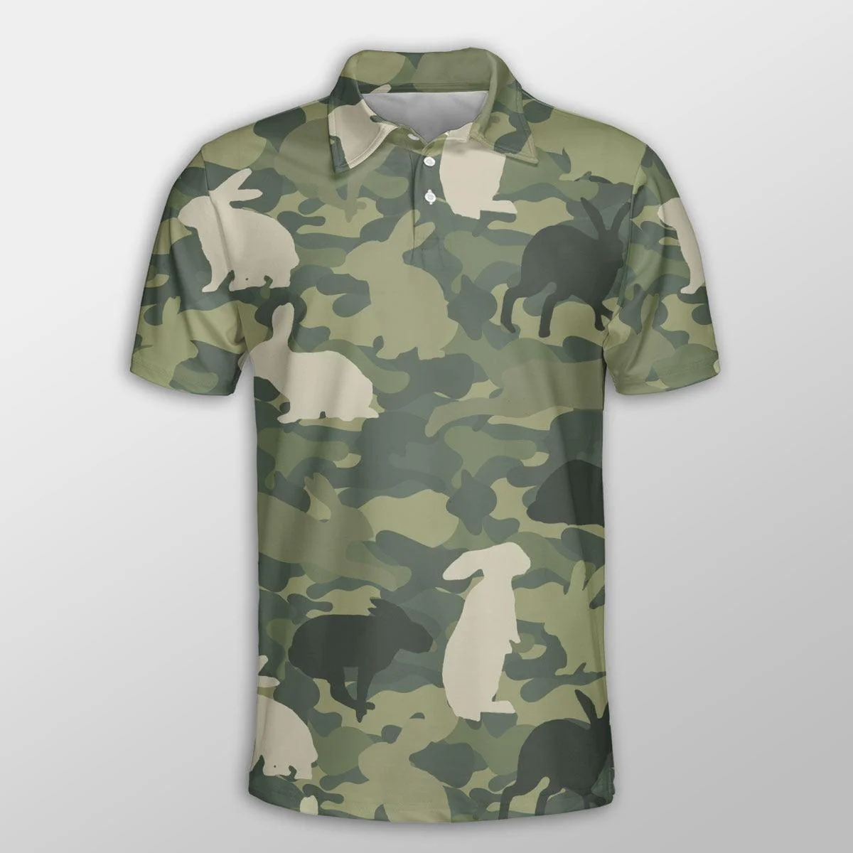Rabbit Men Polo Shirts For Summer - Rabbit Camo Pattern Button Shirts For Men - Perfect Gift For Rabbit Lovers, Cattle Lovers