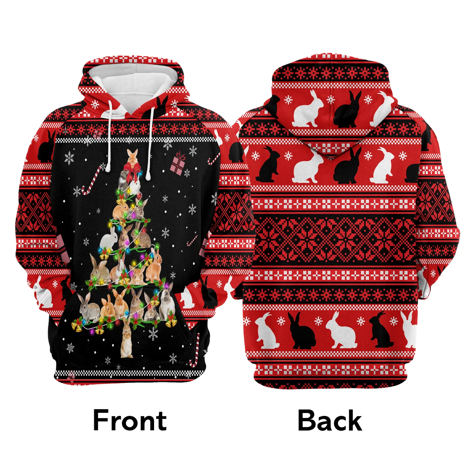 Rabbit Pine Christmas Pullover Premium Hoodie , Perfect Outfit For Men And Women On Christmas New Year Autumn Winter - Image 2