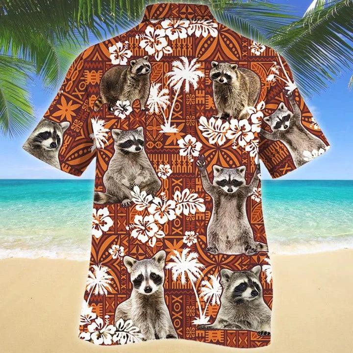 Raccoon Hawaiian Shirt - Funny Raccoon On Red Tribal Hawaiian Shirt - Perfect Gift For Friend, Family - Image 2