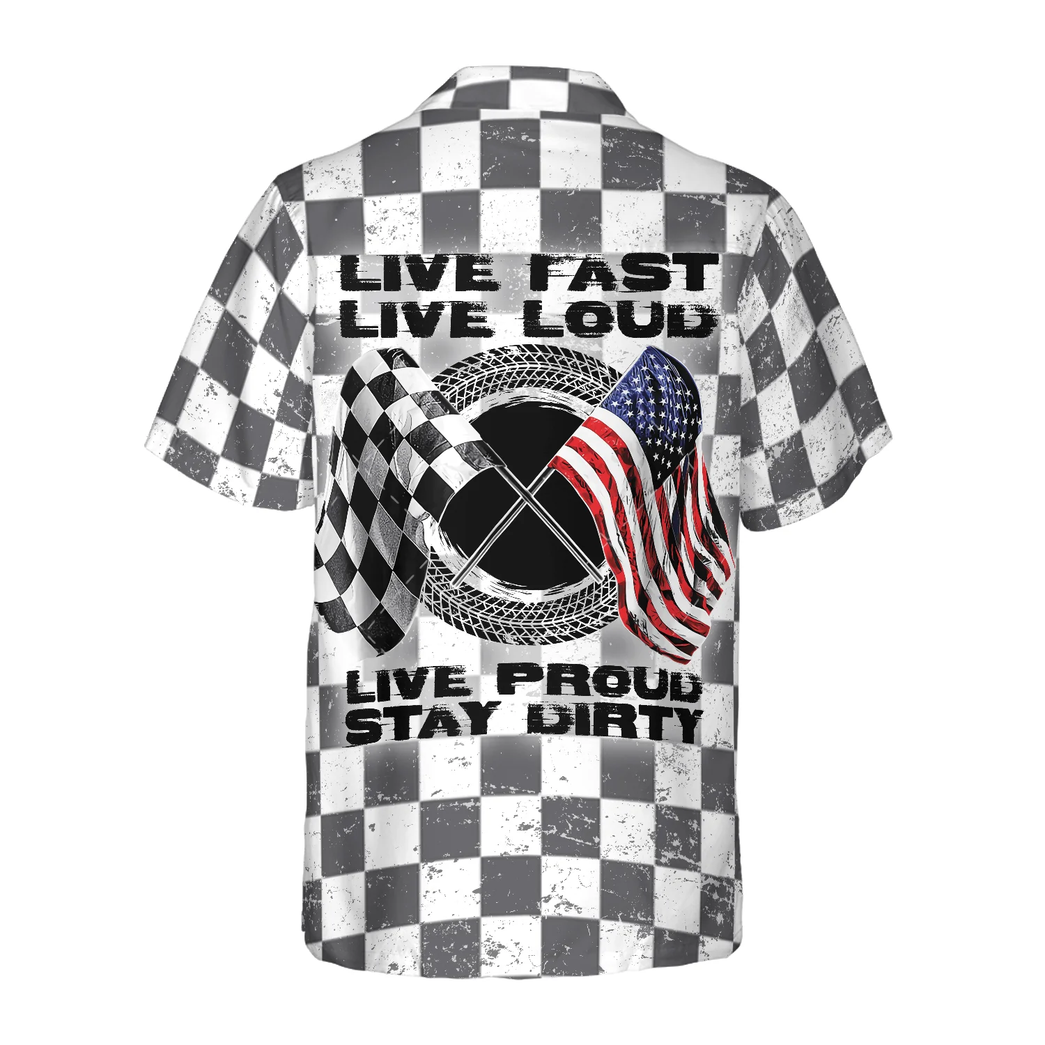 Racing Flag American Flag Hawaiian Shirt, Live Fast Live Loud Live Proud Stay Dirty Colorful Summer Aloha Shirt For Men Women, Perfect Gift For Friend - Image 5