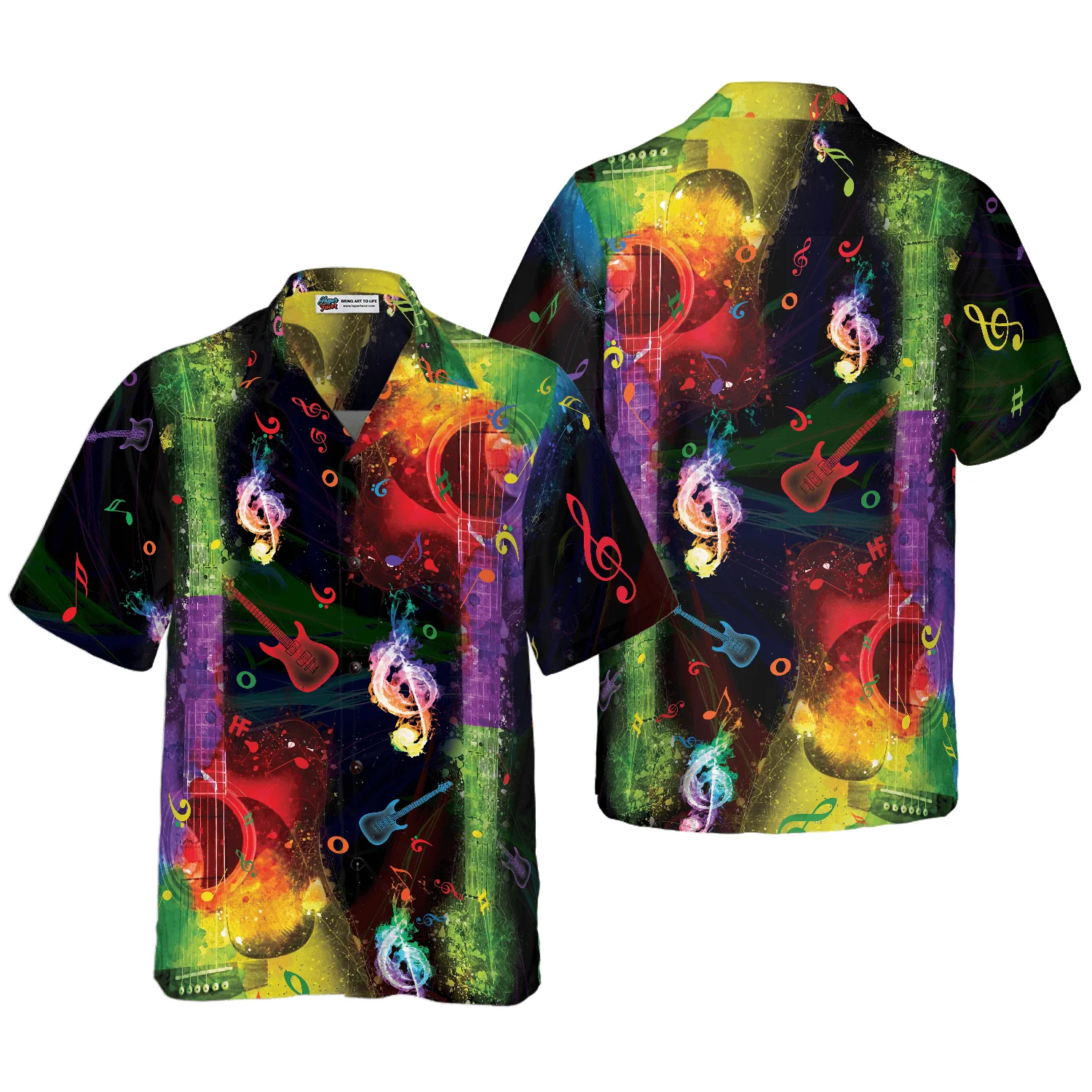 Rainbow Guitars Aloha Hawaiian Shirt For Summer, Colorful Cool Hawaiian Shirts Outfit For Men Women, Friend, Gift For Team, Music Guitar Lovers
