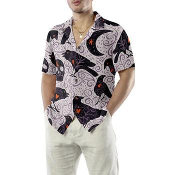 Raven And Skull Halloween Hawaiian Shirt, Halloween Shirt For Men And Women - Perfect Gift For Lover, Friend, Family - Image 2