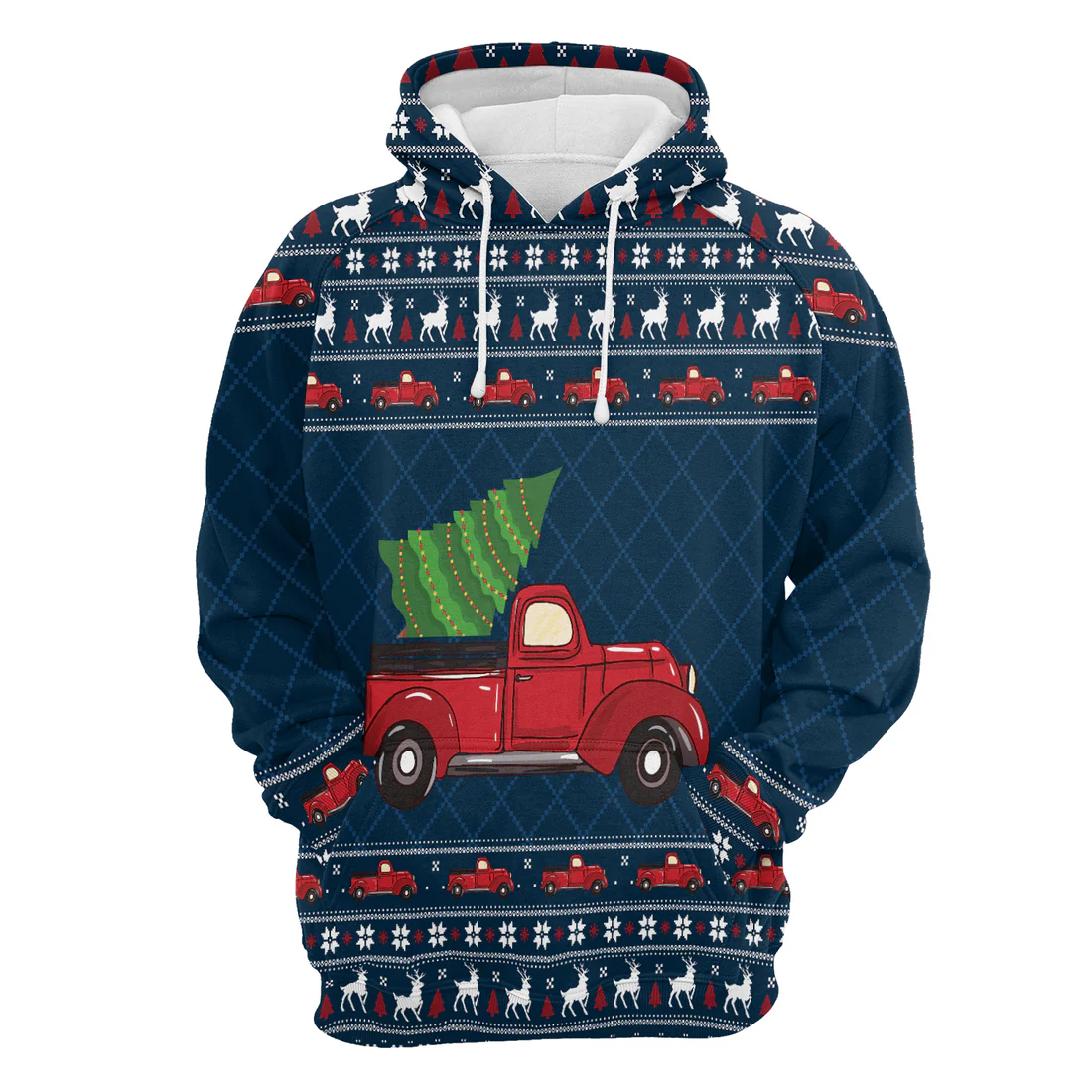 Red Truck Premium Christmas Hoodie, Vintage Red Truck Christmas Unisex Hoodie For Men & Women - Perfect Gift For Christmas, Friends, Family - Image 4