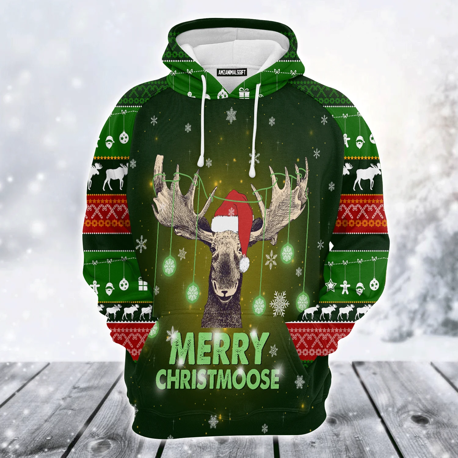 Reindeer Premium Christmas Hoodie, Merry ChristMoose Christmas Unisex Hoodie For Men & Women - Perfect Gift For Christmas, Reindeer Lovers - Image 2