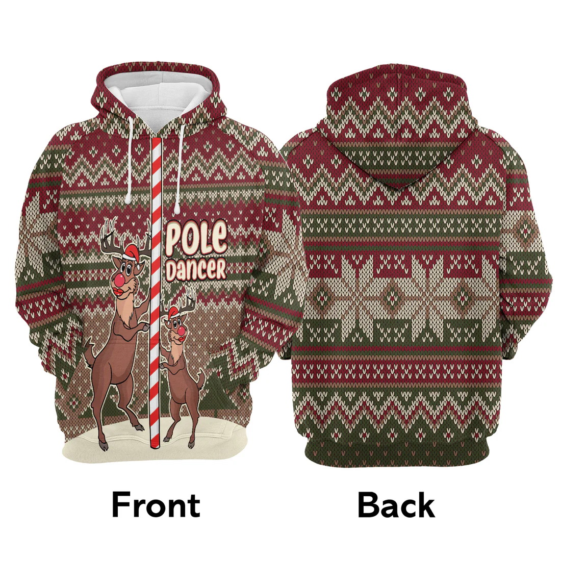 Reindeer Premium Christmas Hoodie, Reindeer Pole Dancer Christmas Hoodie For Men & Women - Perfect Gift For Christmas, Reindeer Lover - Image 3