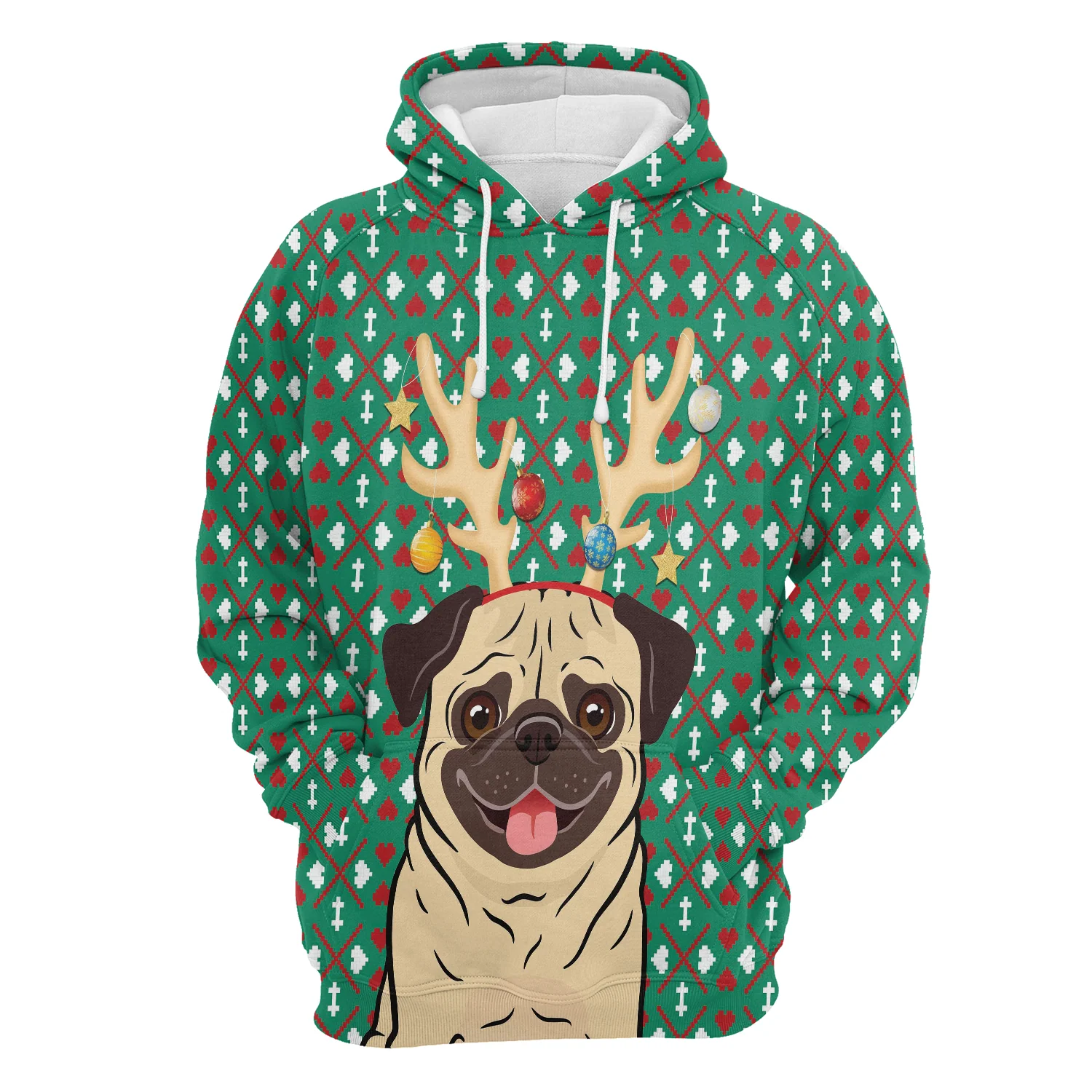 Reindeer Pug Pullover Premium Hoodie , Perfect Outfit For Men And Women On Christmas New Year Autumn Winter - Image 2