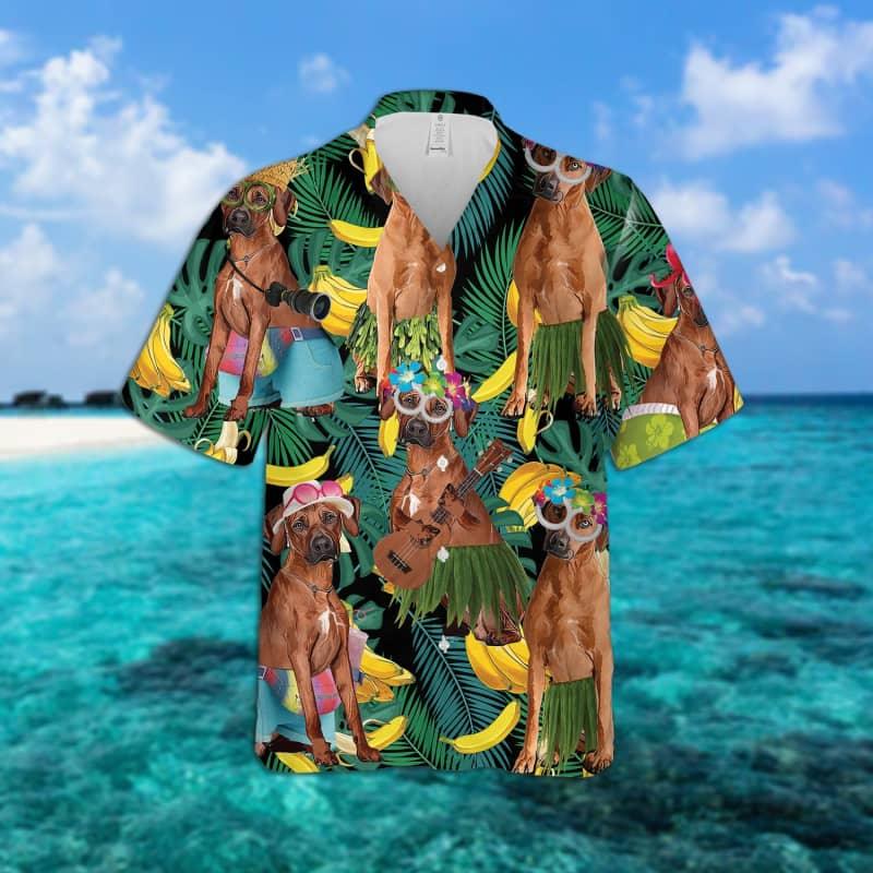 Rhodesian Ridgeback Hawaiian Shirt, Dog Surfing Hawaiian Shirt For Men - Perfect Gift For Rhodesian Ridgeback Lovers, Friend, Family - Image 2