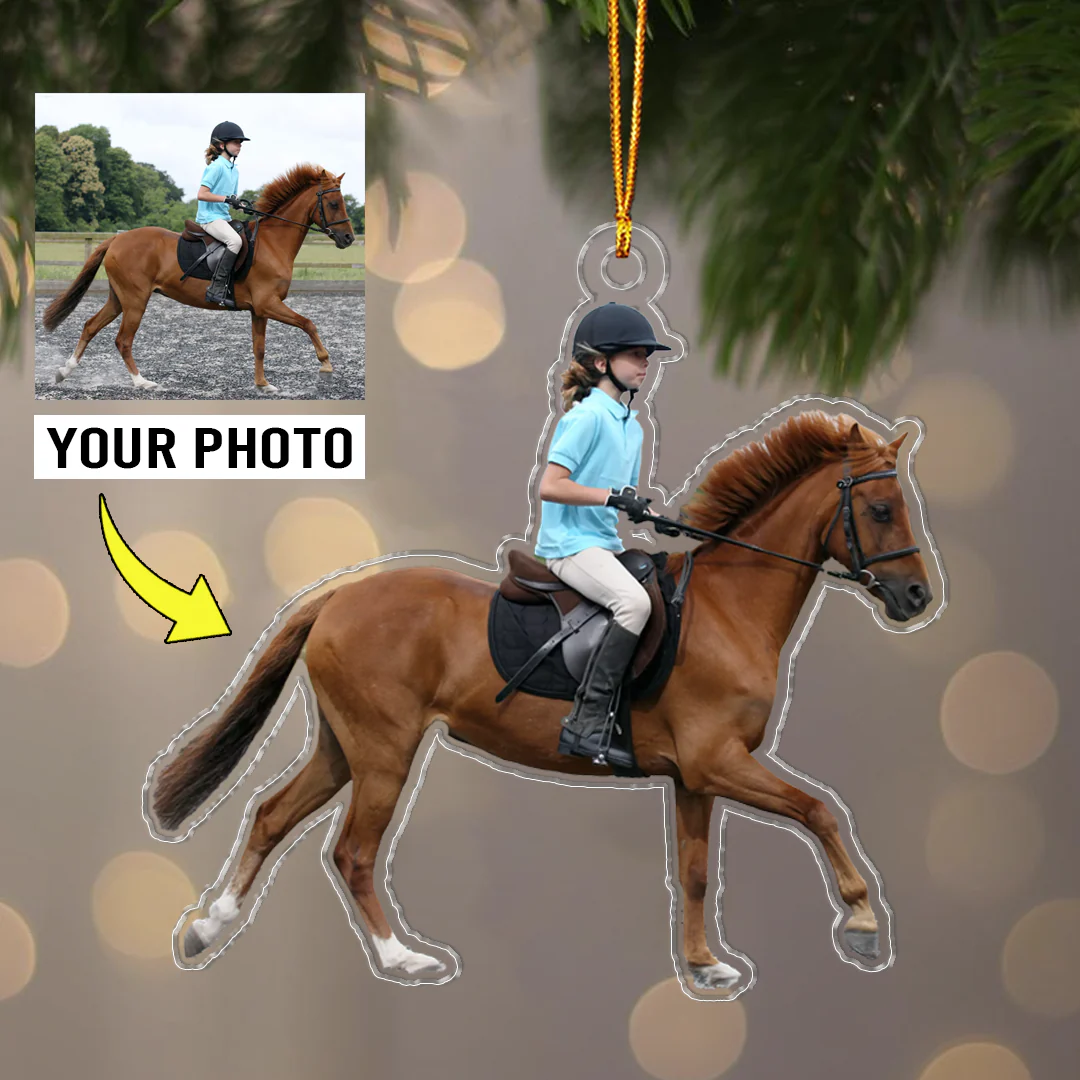 Riding Horse Christmas Ornaments With Customized Photo Custom Shape Acrylic Ornaments for Riding Horse Lover - Image 2