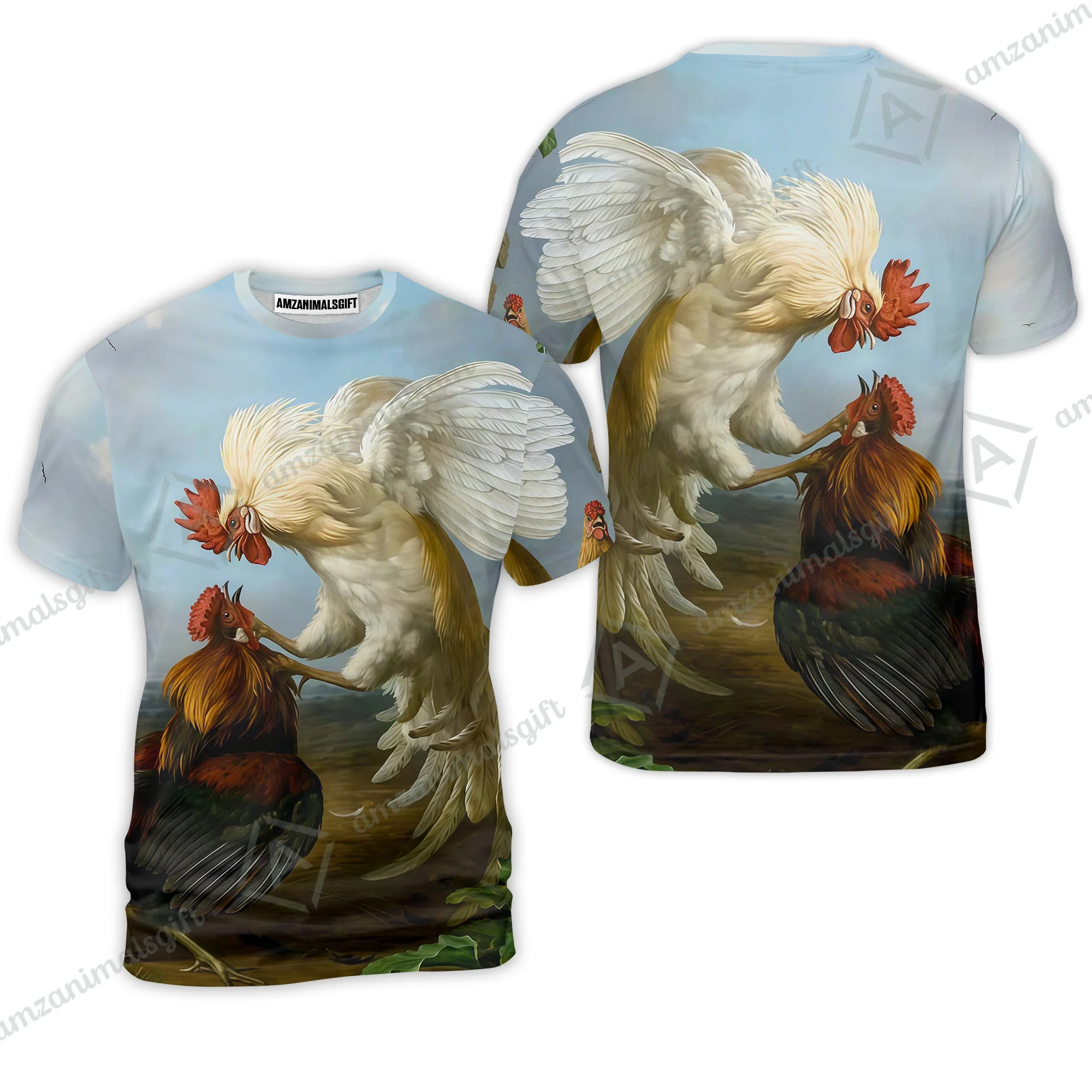Rooster Aloha Hawaiian Shirt - Colorful Chicken Rooster Pattern Hawaiian Shirt, Rooster Fight Art Hawaiian Shirt For Men & Women, Rooster Lover - Image 2