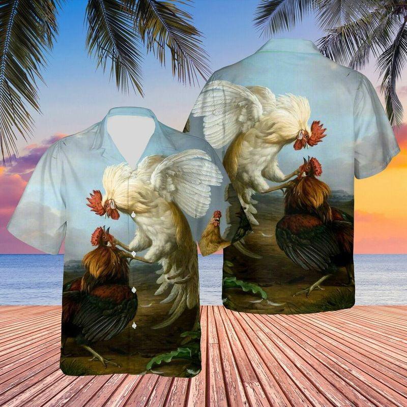 Rooster Aloha Hawaiian Shirt - Colorful Chicken Rooster Pattern Hawaiian Shirt, Rooster Fight Art Hawaiian Shirt For Men & Women, Rooster Lover - Image 3