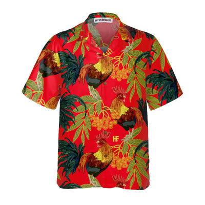 Rooster Hawaiian Shirt, Fiery Red Rooster Aloha Shirt For Men - Perfect Gift For Men, Husband, Boyfriend, Friend, Family - Image 3