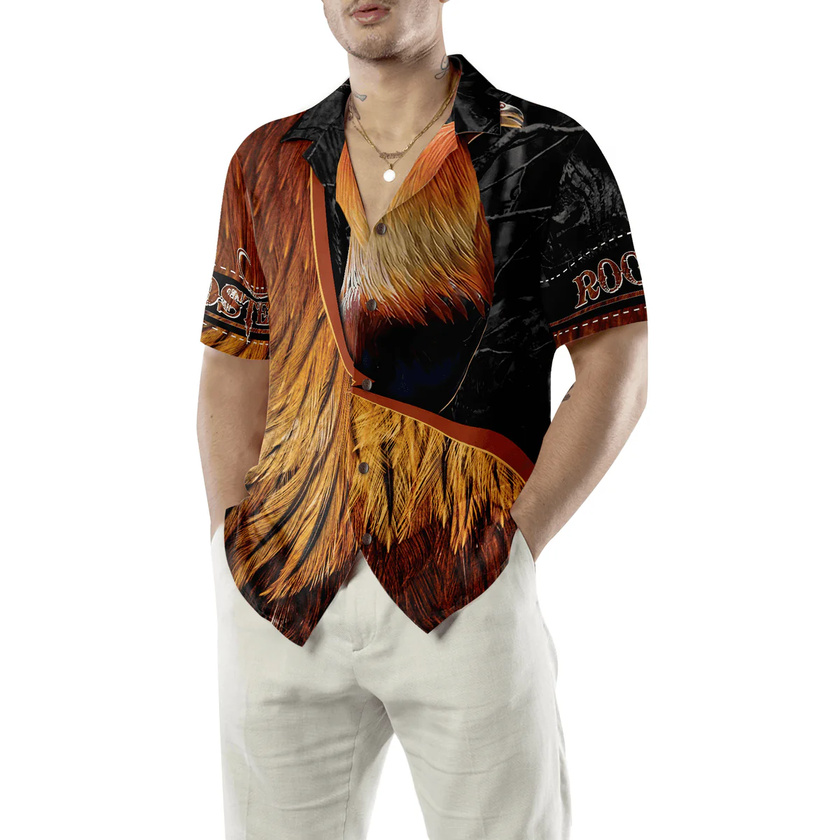 Rooster Hawaiian Shirt, Peaceful Farm, Rooster On Farm Aloha Shirt For Men - Perfect Gift For Farm Lover, Husband, Boyfriend, Friend, Family - Image 5