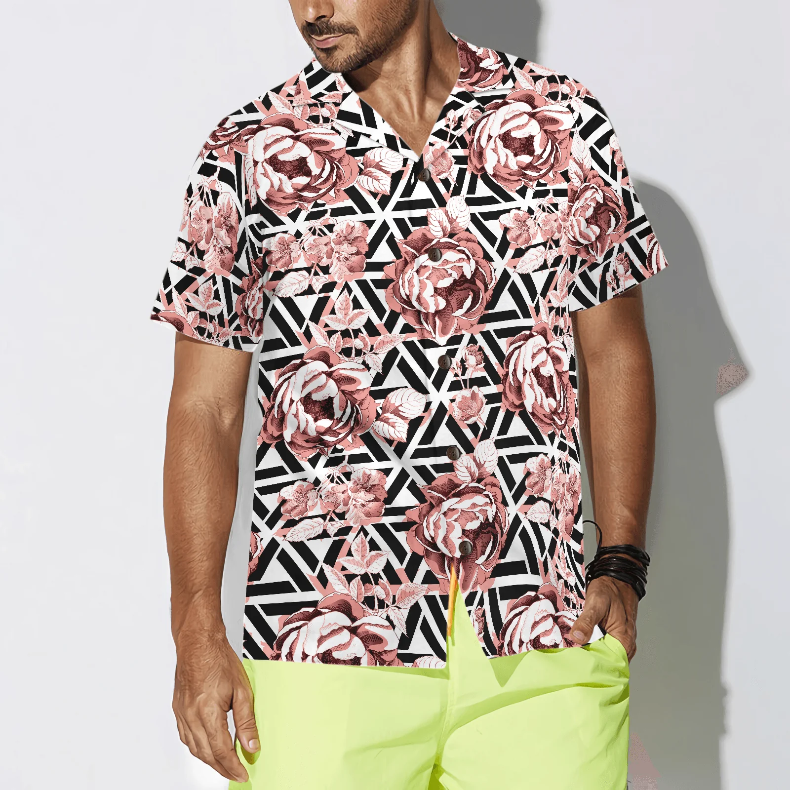 Rose Gold Flowers Aloha Hawaiian Shirt For Summer, Colorful Shirt For Men Women, Perfect Gift For Friend, Team, Family - Image 5