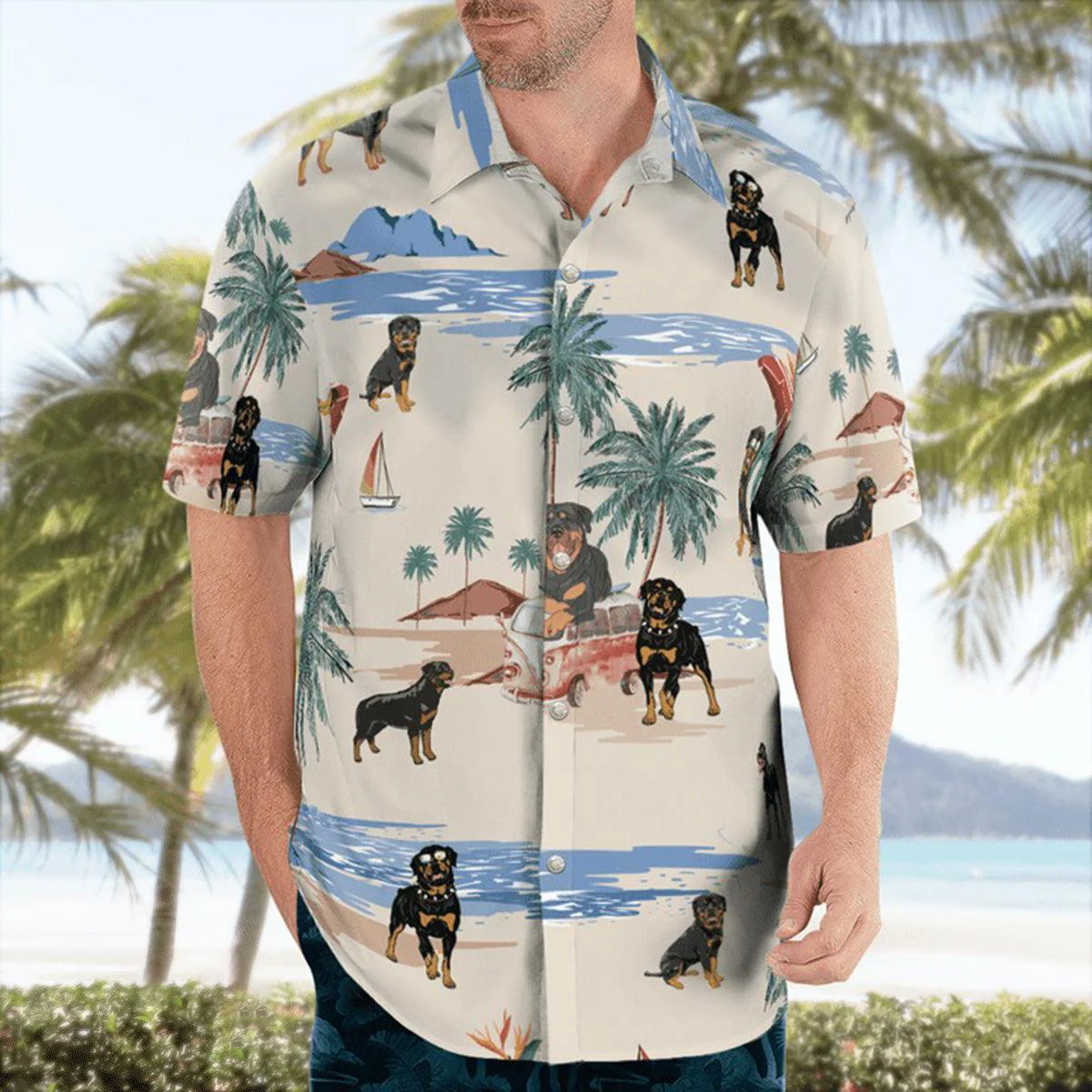 Rottweiler Aloha Hawaiian Shirt, Rottweiler Beach Hawaiian Shirt, Aloha Shirt For Summer - Perfect Gift For Men, Women, Dog Lover, Friend, Family - Image 5