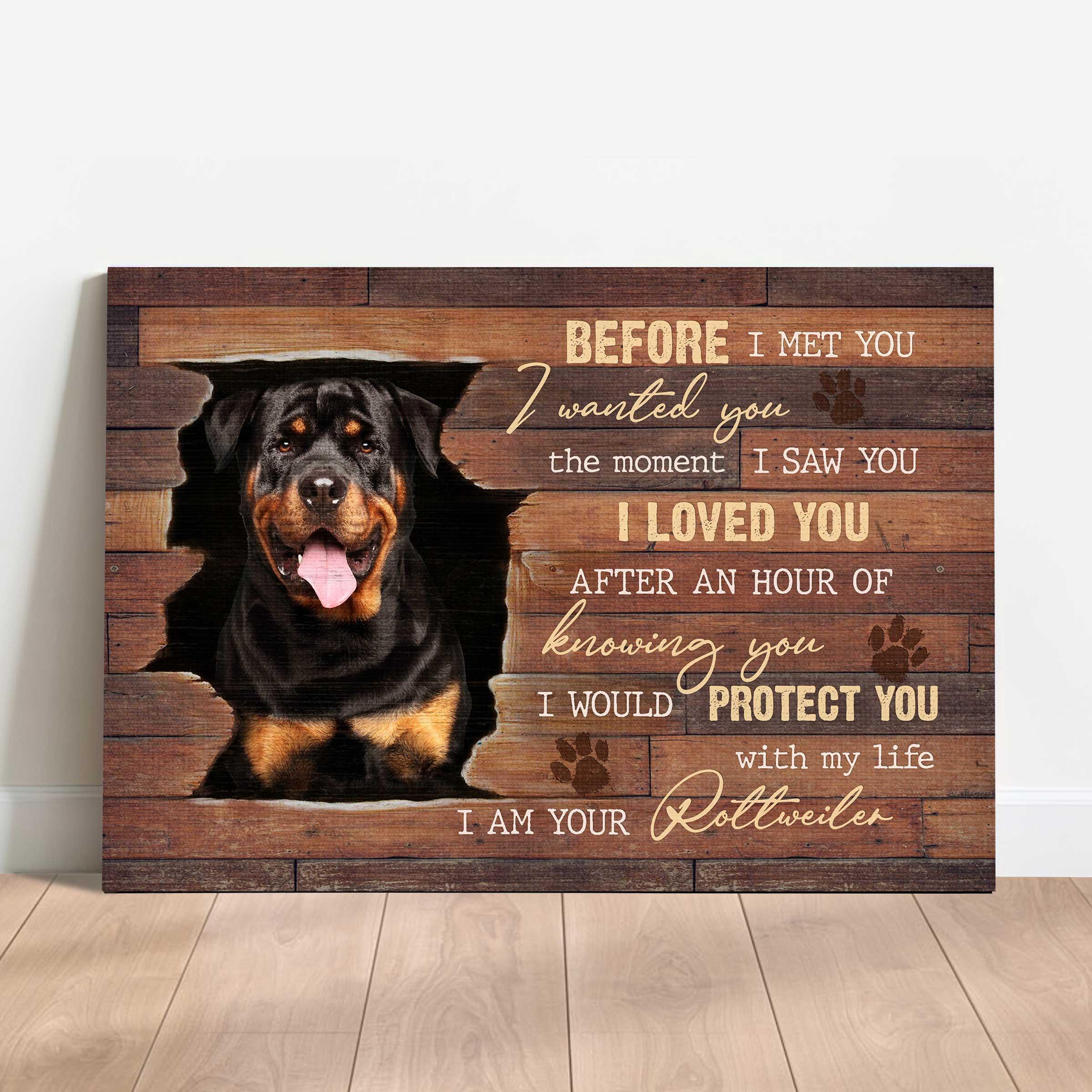 Rottweiler Landscape Canvas- Rottweiler dog, Broken wall - I would protect you with my life - Dog Landscape Canvas - Gift for dog lover, Family - Image 2