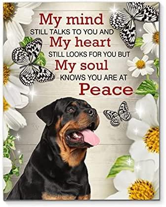 Rottweiler My Mind Still Talks To You And My Heart- Matte Canvas, Wall Decor Visual Art - Perfect Gift For Rottweile Dog Owner, Breeder Or Dog Groomer Who Loves This Breed