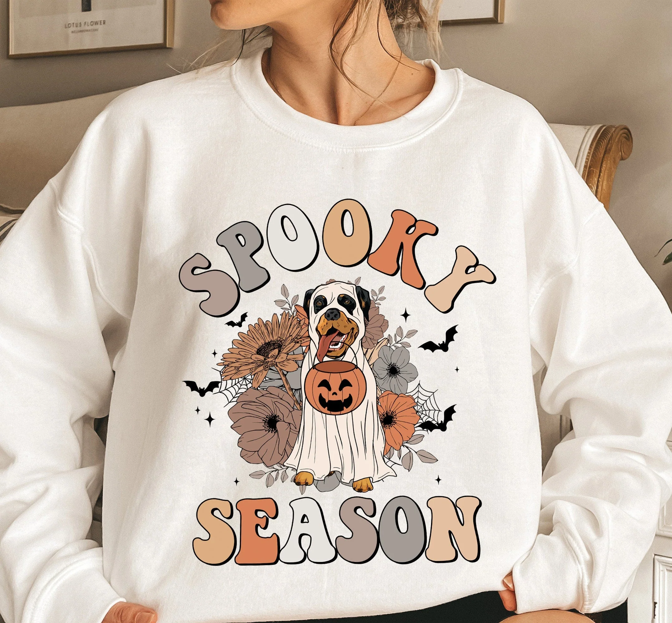 Rottweiler Spooky Season Shirt, Rottweiler Ghost Shirt, Rottweiler Halloween Shirt, Rottweiler Dog Lover, Spooky Season Dog Shirt, Dog Lover - Image 2