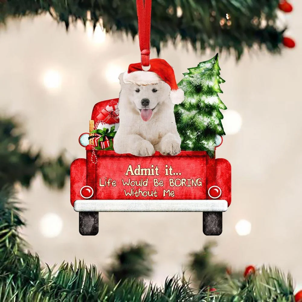 Samoyed On The Red Truck Christmas Acrylic Keychain, Best Gift For Samoyed Lovers, Dog Lovers - Image 3