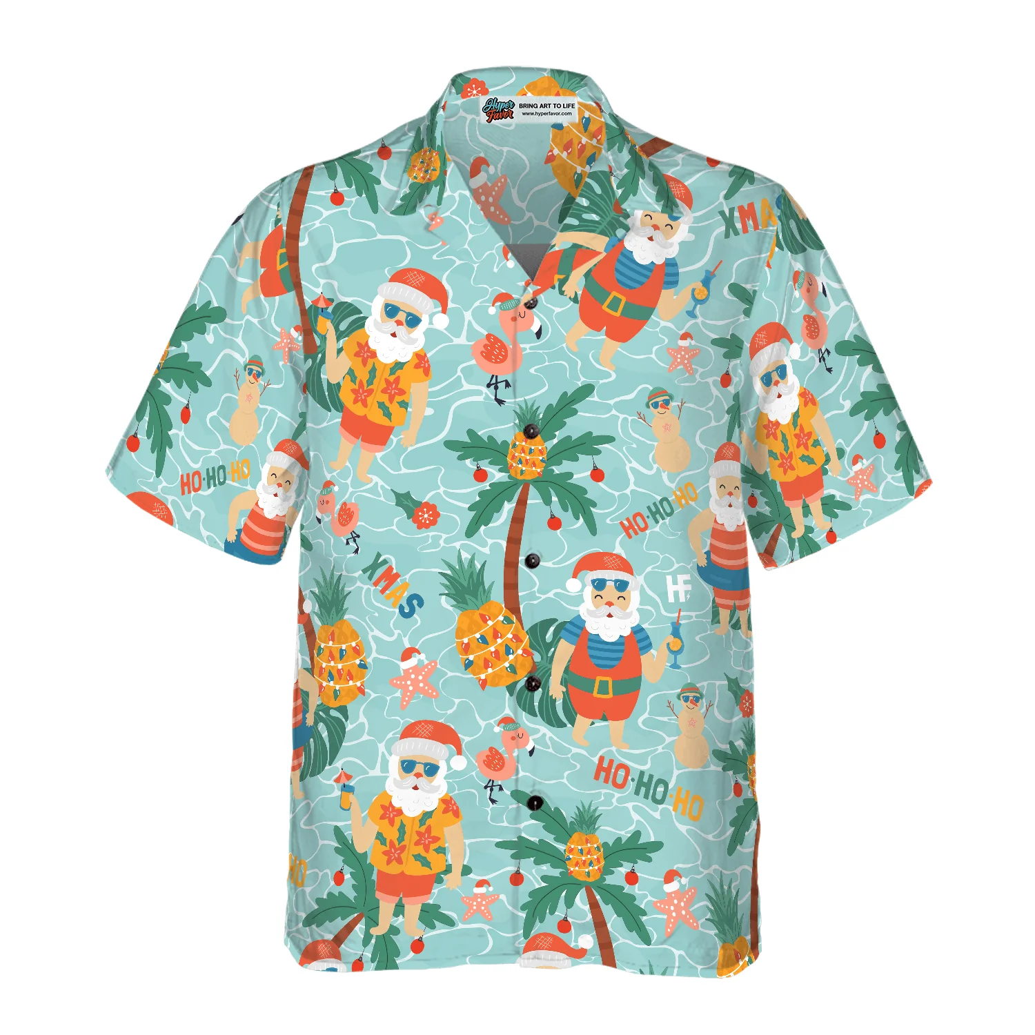 Santa Claus Hawaiian Shirt, Pineapple With Santa Claus On Sea Beach Aloha Shirt, Colorful Summer Aloha Shirt For Men Women, Gift For Friend, Team, Family - Image 2