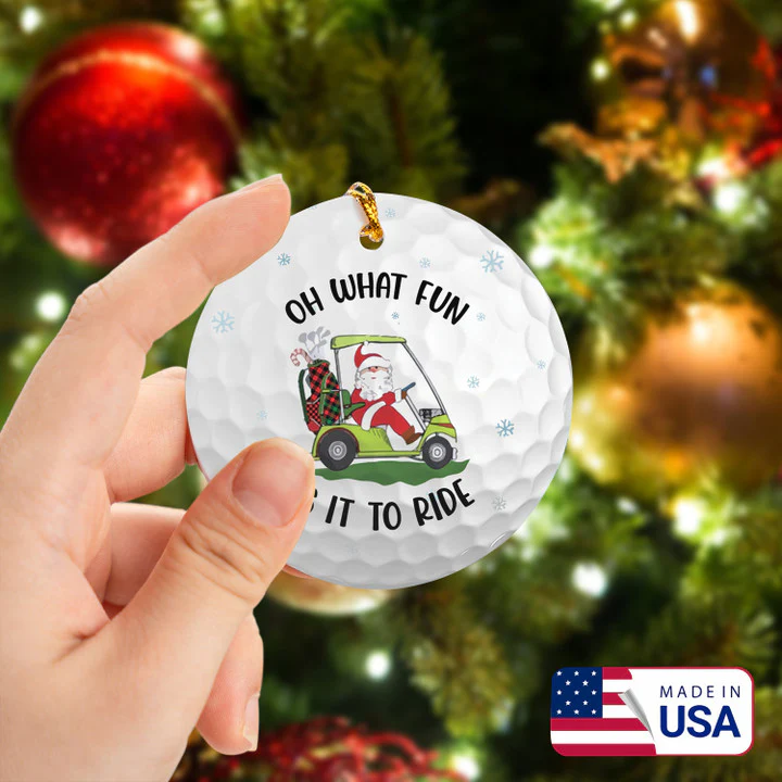 Santa Claus Oh What Fun Is It To Ride Golf Ceramic Ornament - Best Gift For Golf Lovers, New Year, Christmas - Image 2