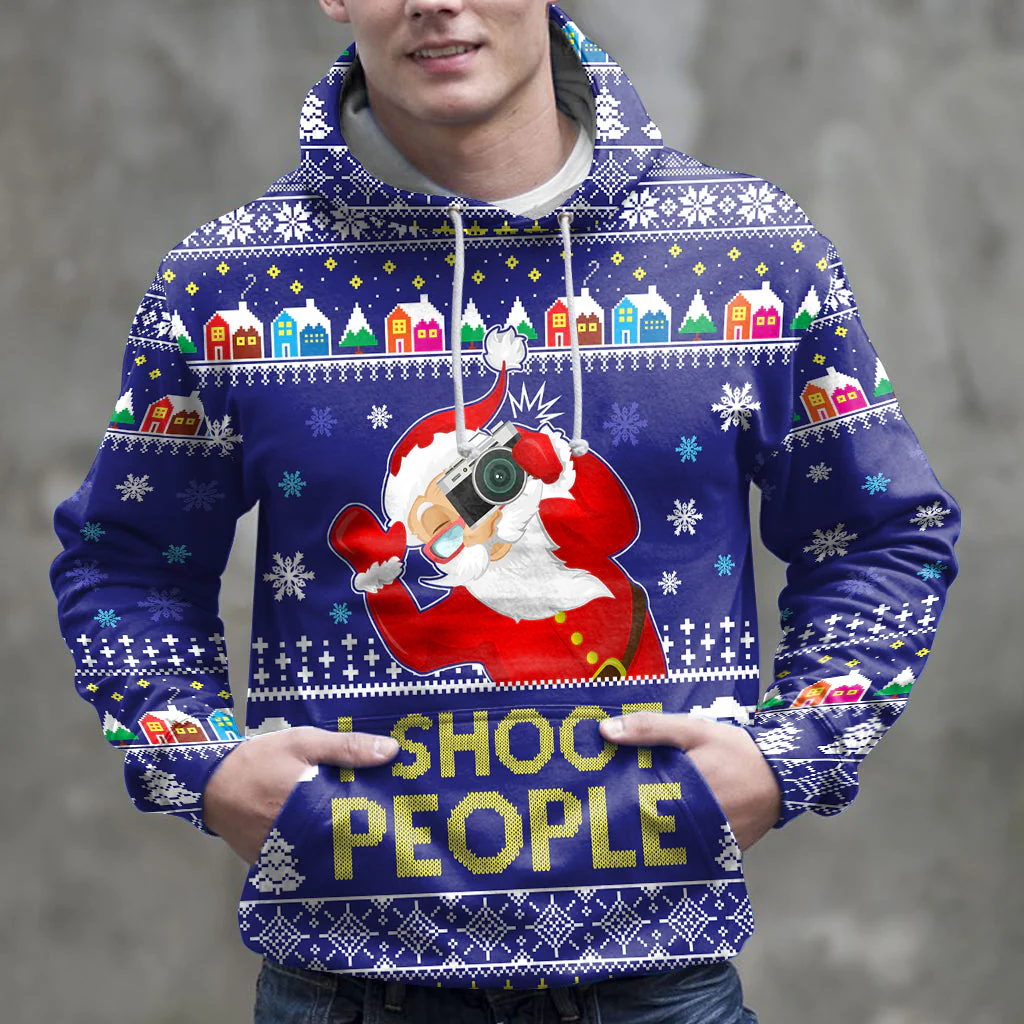 Santa Claus Photograph Christmas Pattern Pullover Premium Hoodie, Perfect Outfit For Men And Women On Christmas New Year Autumn Winter - Image 2