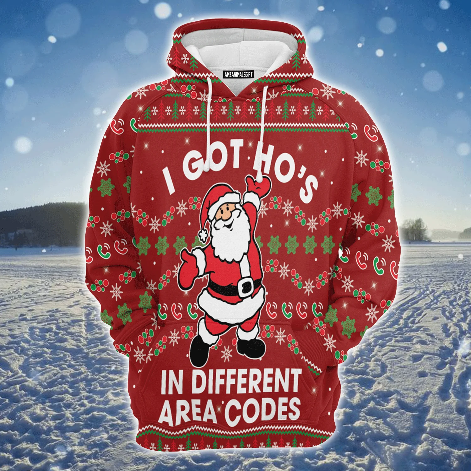 Santa Claus Premium Christmas Hoodie, I Got Ho's In Different Area Codes Unisex Hoodie For Men & Women - Perfect Gift For Christmas, Family - Image 2