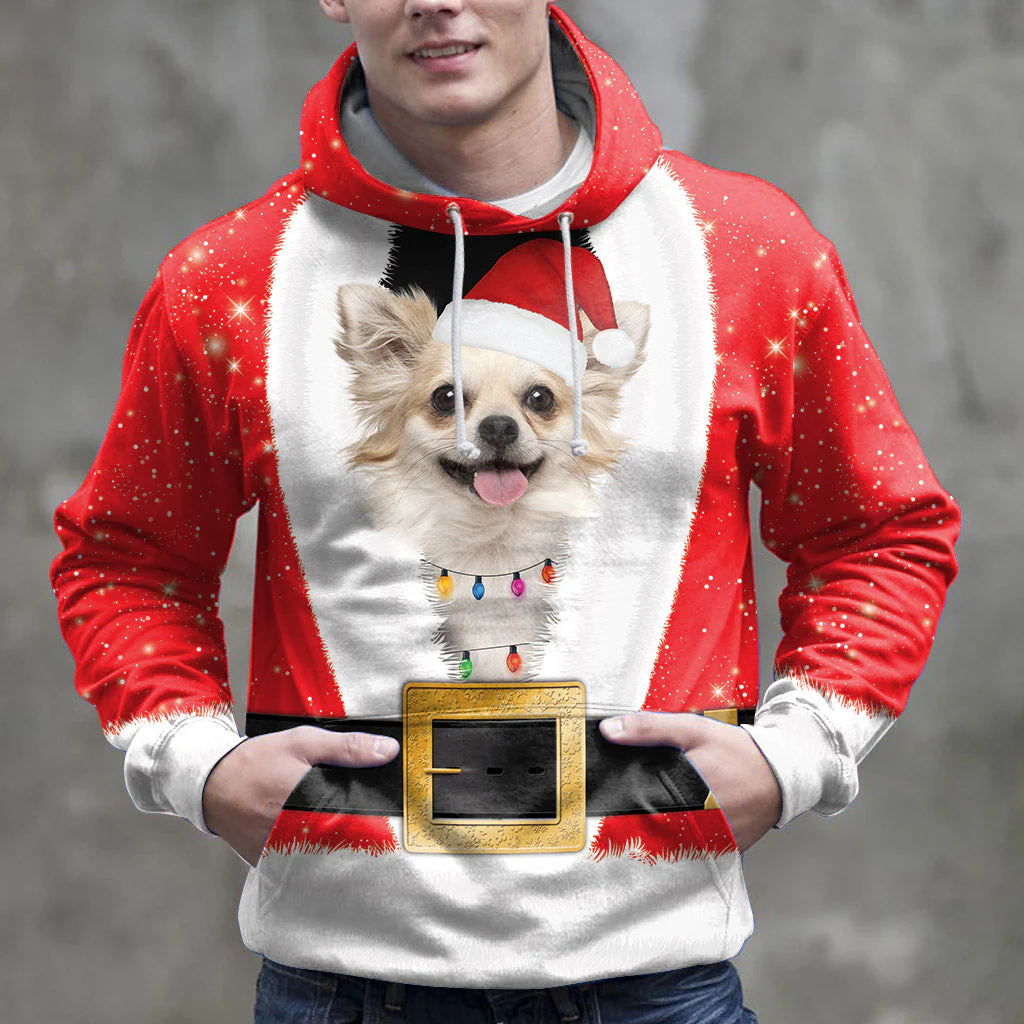 Santa Claus With Chihuahua Pullover Premium Hoodie, Perfect Outfit For Men And Women On Christmas New Year Autumn Winter - Image 2