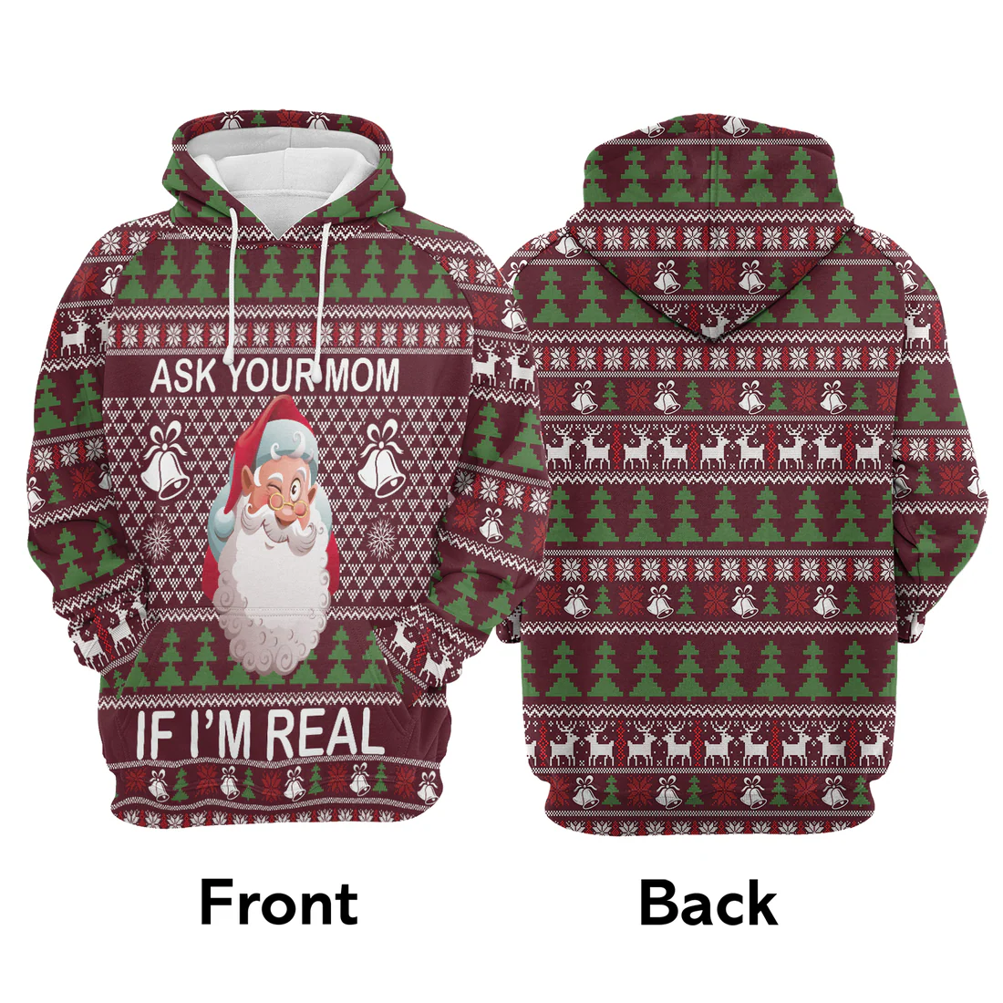 Santa Premium Christmas Hoodie, Ask Your Mom If I Am Real Unisex Hoodie For Men & Women - Perfect Gift For Christmas, Family - Image 3