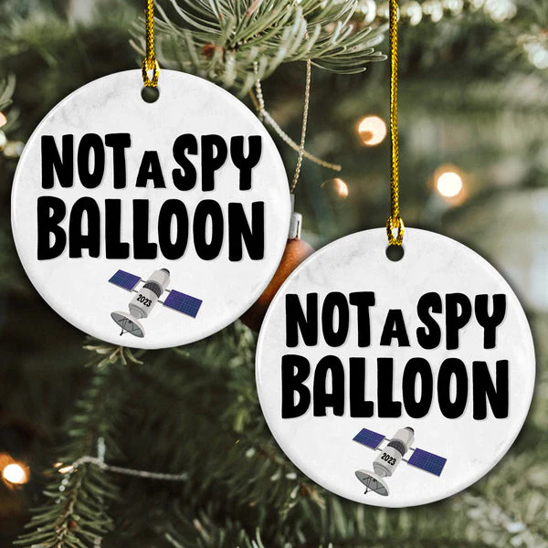 Satellite Ceramic Christmas Ornament - Not A Spy Balloon Satellite Circle Ceramic Ornament, Perfect Gift For Christmas, Holiday Decor - Image 2