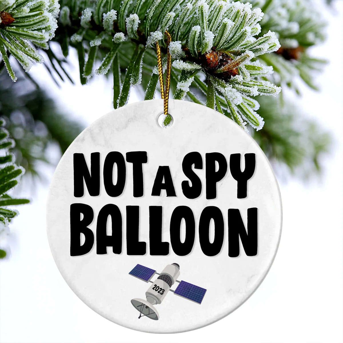 Satellite Ceramic Christmas Ornament - Not A Spy Balloon Satellite Circle Ceramic Ornament, Perfect Gift For Christmas, Holiday Decor - Image 4