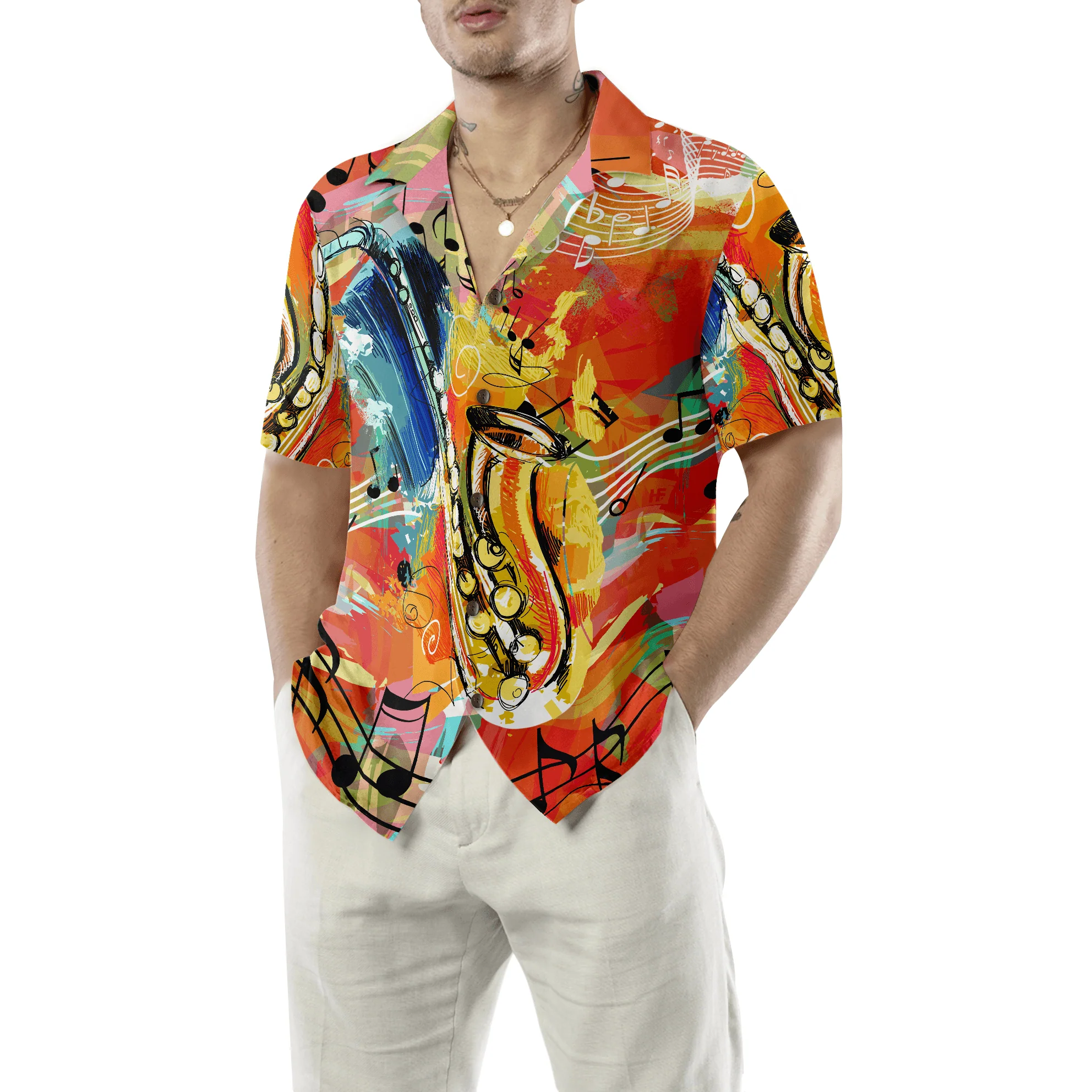 Saxophone Hawaiian Shirt, Saxophone Guides You To The World Hawaiian Shirt, Colorful Summer Aloha Shirt For Men Women, Gift For Friend, Music Lovers - Image 5