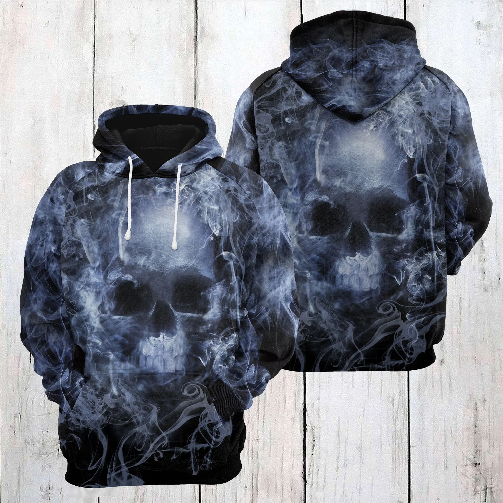 Scary Skull Smoke Pullover Premium Hoodie, Perfect Outfit For Men And Women On Christmas New Year Autumn Winter - Image 3