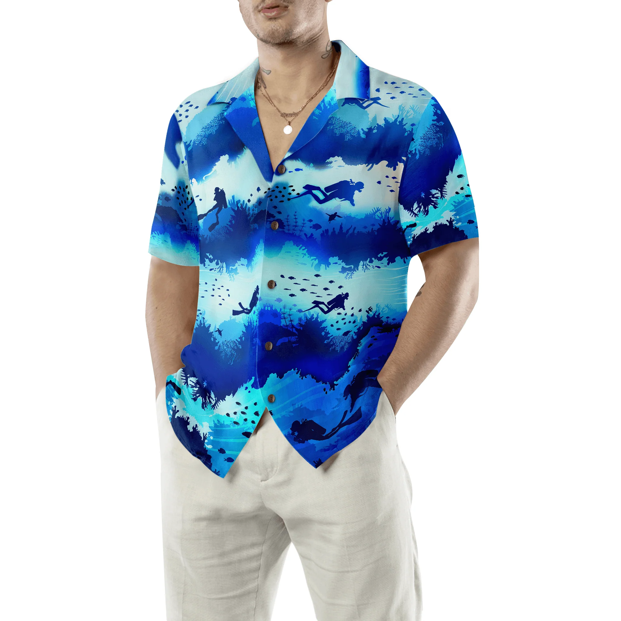 Scuba Diver Under Sea Cave Hawaiian Shirt, Colorful Summer Aloha Shirt For Men Women, Gift For Friend, Team, Diving Lovers - Image 5